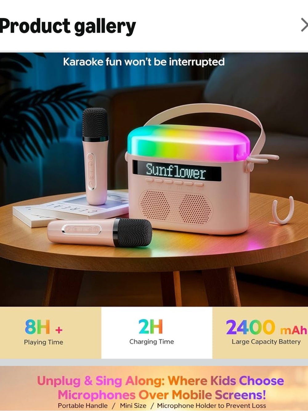 Portable Karaoke Machine For Adults & Kids, Bluetooth With Two Microphones